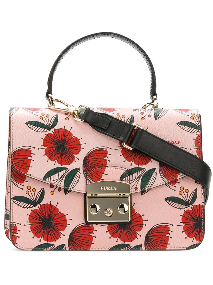 Furla - Flower Print Shoulder Bag - Women - Leather - One Size, Pink/purple, Leather