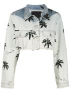 Philipp Plein Paradise Print Cropped Denim Jacket - Blue