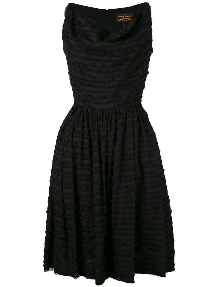 Vivienne Westwood Anglomania - Fringe Flared Dress - Women - Cotton/polyester - 44, Black, Cotton/polyester