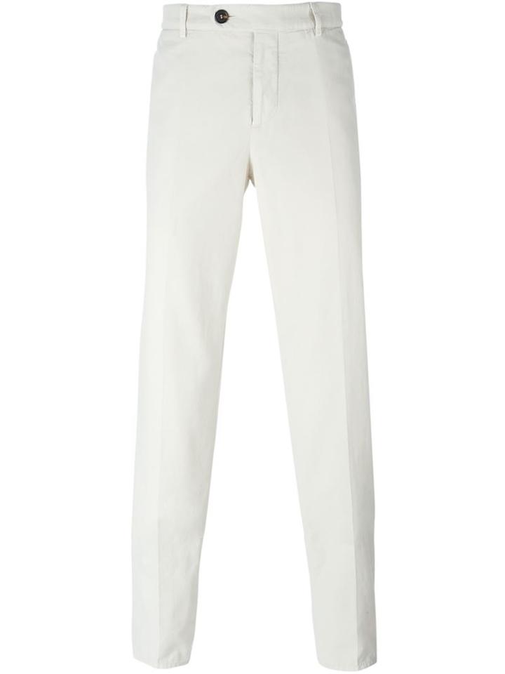 Brunello Cucinelli Slim Fit Trousers, Men's, Size: 52, Nude/neutrals, Cotton/polyester