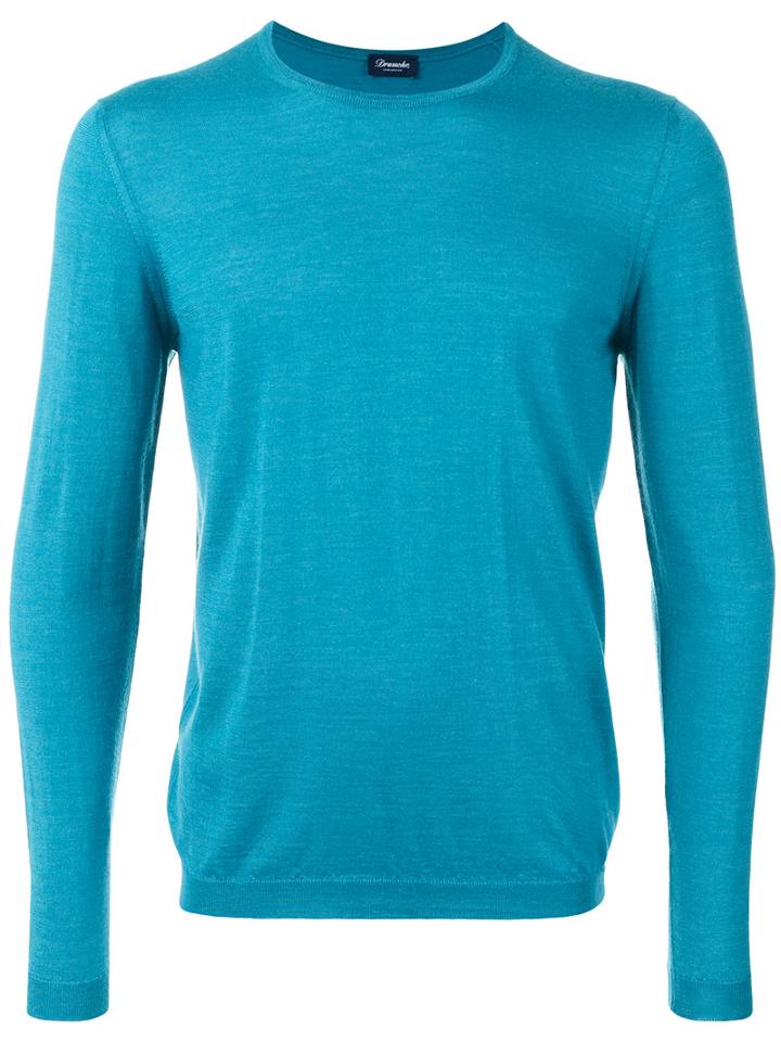 Drumohr - Crew Neck Jumper - Men - Silk/cashmere - 56, Blue, Silk/cashmere