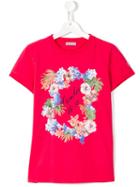 Moncler Kids Floral Print T-shirt, Girl's, Size: 14 Yrs, Pink/purple