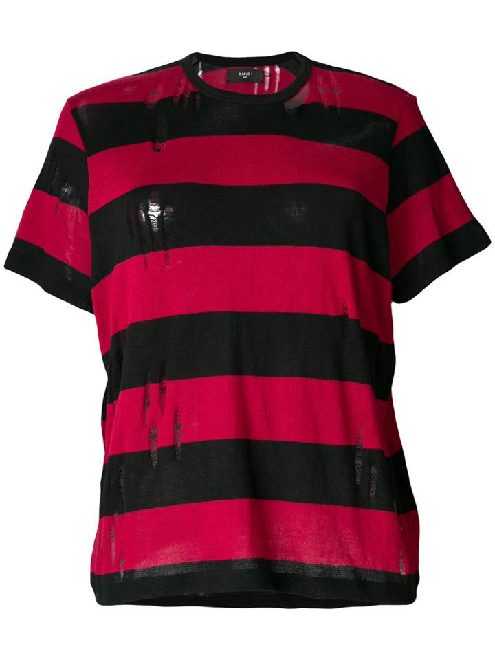 Amiri Distressed Striped T-shirt - Black