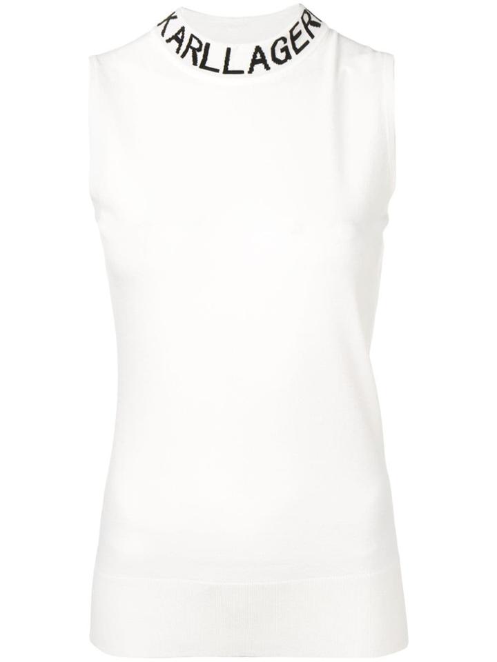 Karl Lagerfeld Logo Collar Tank Top - White