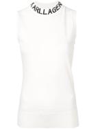 Karl Lagerfeld Logo Collar Tank Top - White