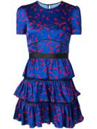 Self-portrait Patterned Ruffle Dress - Blue