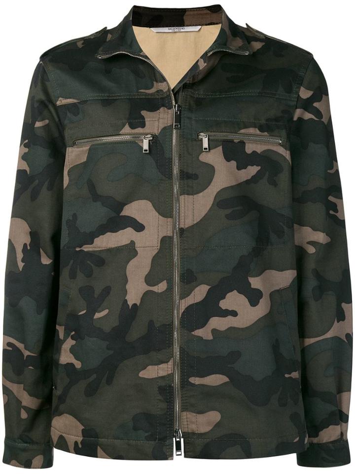 Valentino Camouflage Glitter Love Print Jacket - Green