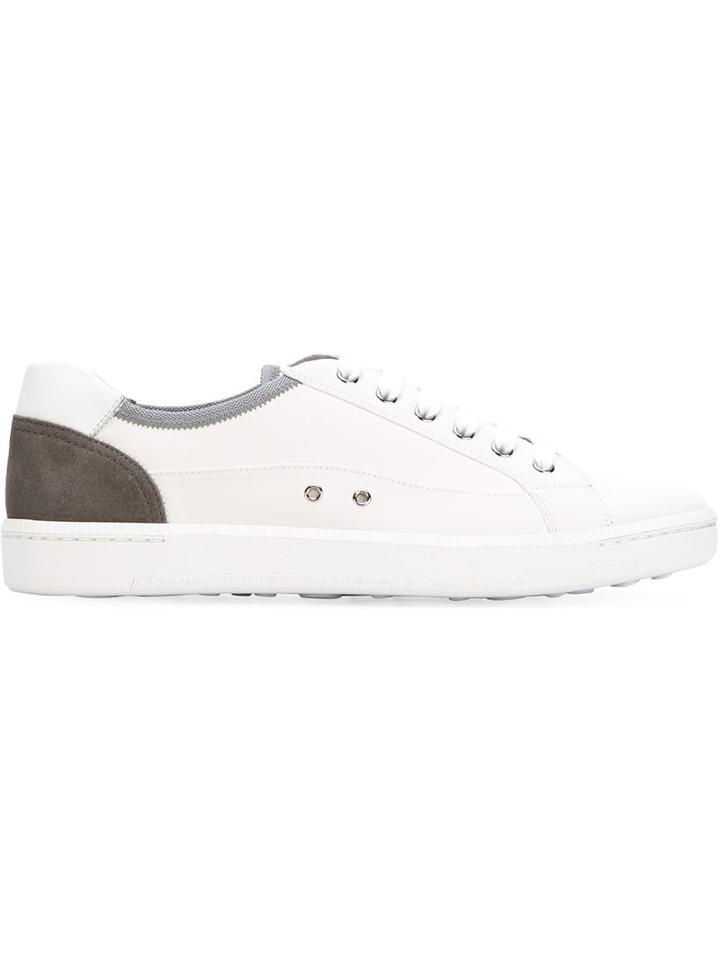 Car Shoe Panelled Sneakers, Men's, Size: 9, White, Nylon/suede/leather/rubber
