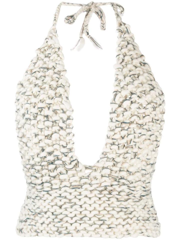 Jacquemus Large Weave Halterneck Top - Neutrals