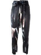 Ann Demeulemeester 'raso' Printed Cropped Trousers, Women's, Size: 36, Black, Silk/nylon/spandex/elastane/rayon