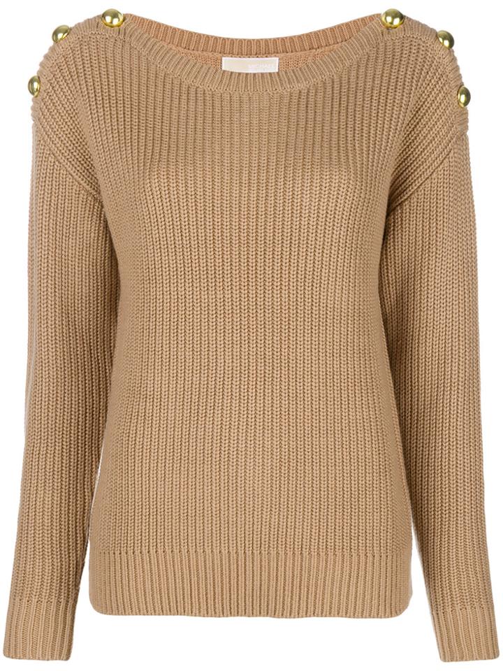 Michael Michael Kors Button Shoulder Sweater - Nude & Neutrals