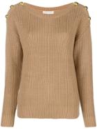 Michael Michael Kors Button Shoulder Sweater - Nude & Neutrals