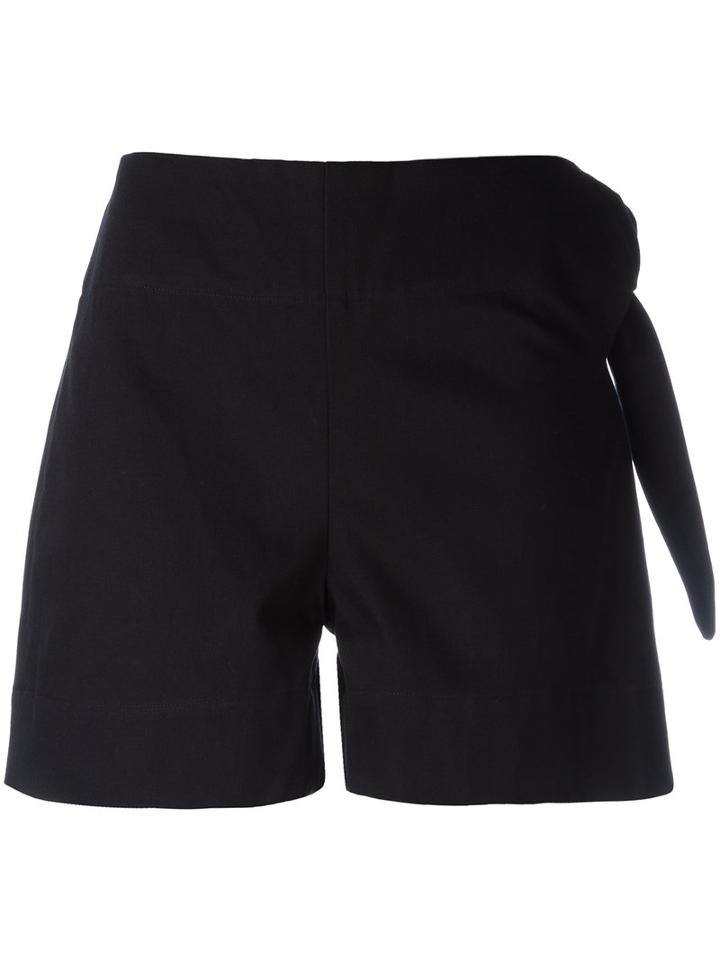 Casa Nata - Side Tie Shorts - Women - Cotton/spandex/elastane - S, Black, Cotton/spandex/elastane