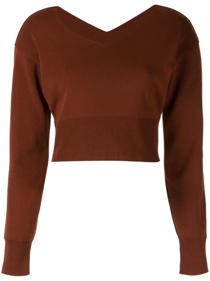 Le Ciel Bleu V-neck Knitted Top - Brown