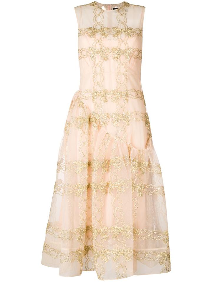 Simone Rocha Embroidered Tulle Dress - Nude & Neutrals