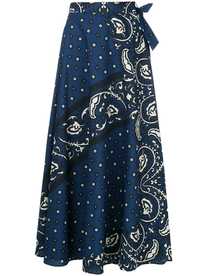 Red Valentino Wrap-effect Bandana Print Skirt - Blue