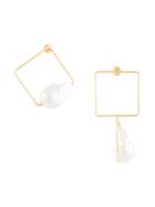 Roksanda Pearl-embellished Square Earrings - Gold