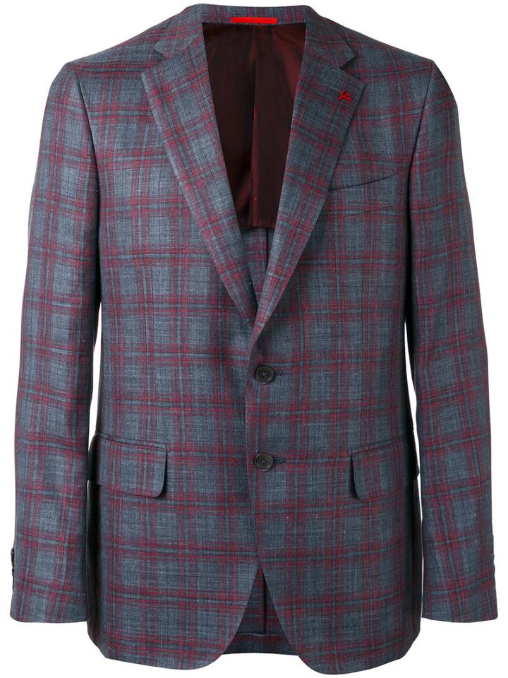 Isaia - Checked Two Button Blazer - Men - Silk/linen/flax/wool - 56, Grey, Silk/linen/flax/wool