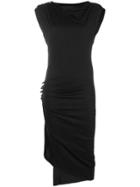 Paco Rabanne Slash Neck Asymmetric Midi Dress - Black