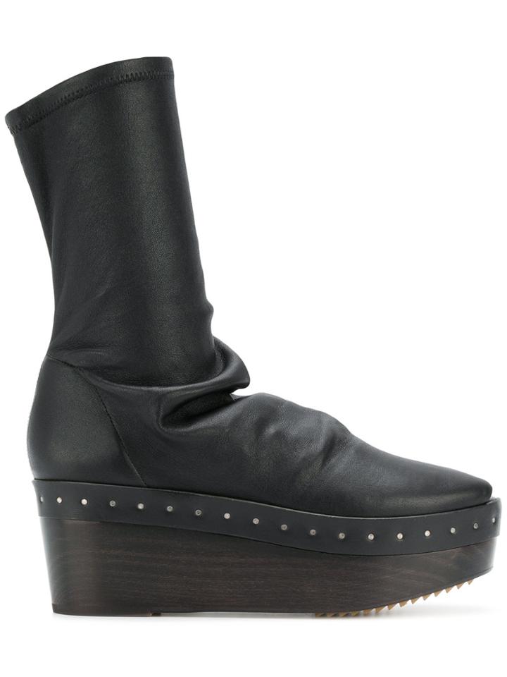 Rick Owens Wooden Flatform Boots - Black