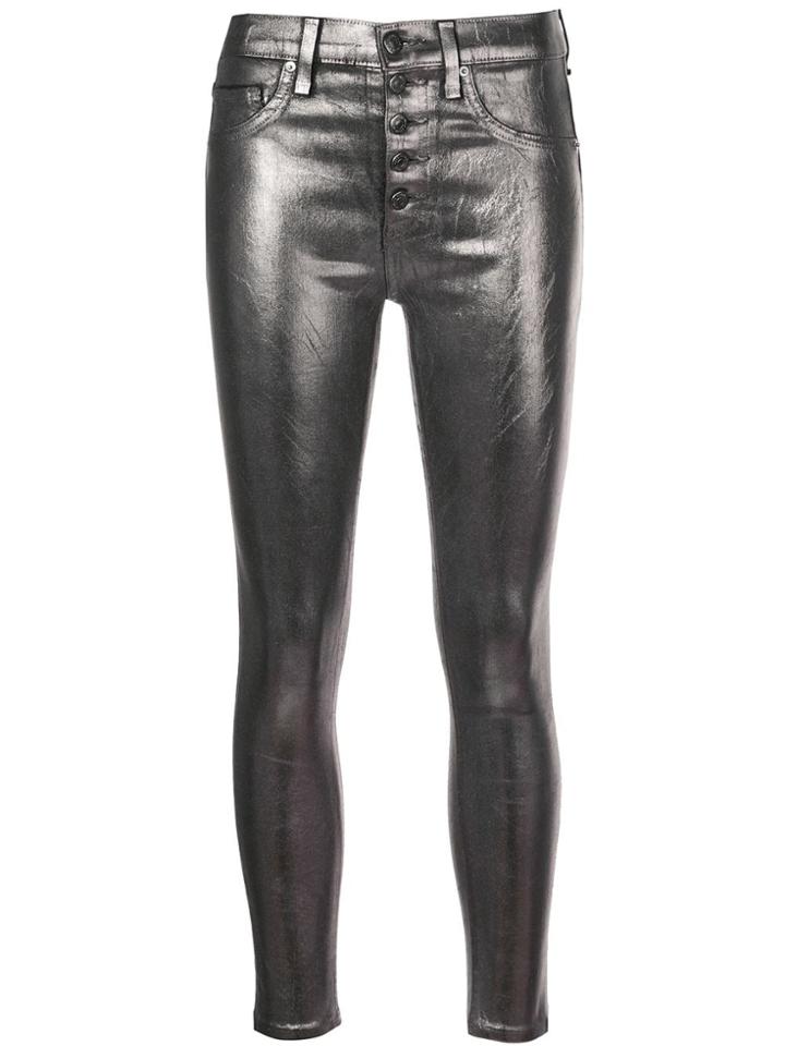 Veronica Beard Metallic Skinny-fit Trousers - Silver