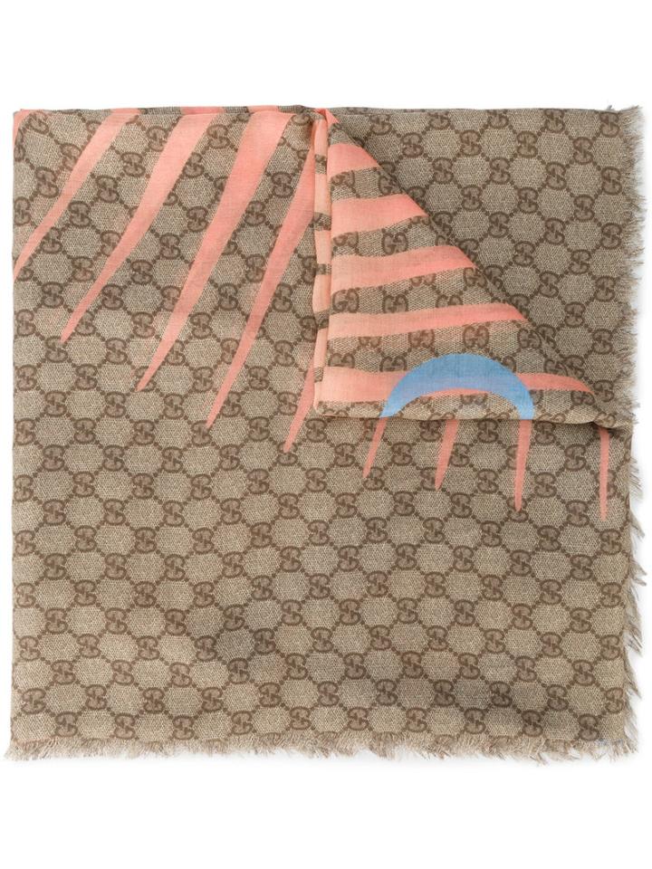 Gucci - Angry Cat Shawl - Women - Silk/modal - One Size, Brown, Silk/modal