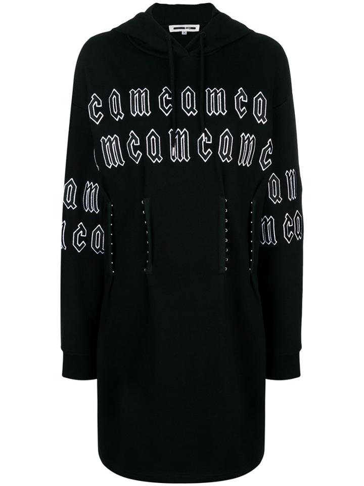 Mcq Alexander Mcqueen Repeat Logo Corset Hoodie Dress - Black