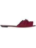 Oscar De La Renta Mia Gem Embellished Mules - Red
