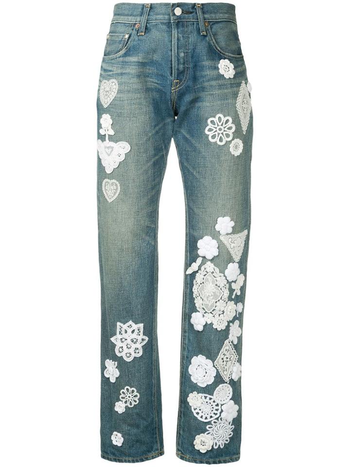 Tu Es Mon Trésor Scattered Dead Stock Lace Putch Jeans - Blue