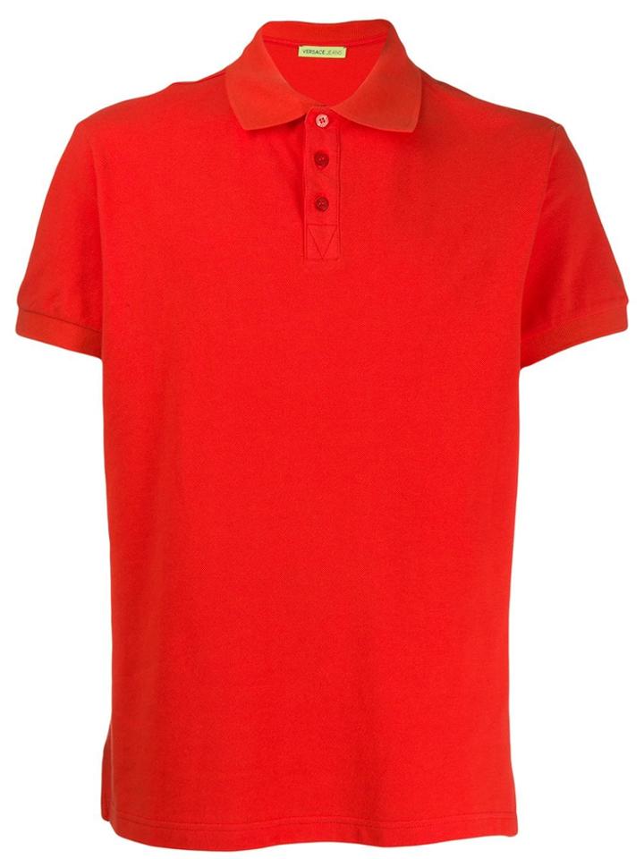 Versace Jeans Logo Printed Polo Shirt - Orange