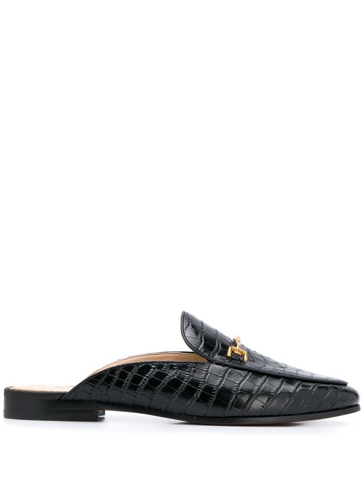 Sam Edelman Croc Embossed Loafers - Black