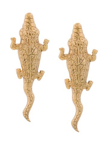 Lako Bukia X Natia Khutsishvili Medium Crocodile Earrings - Metallic