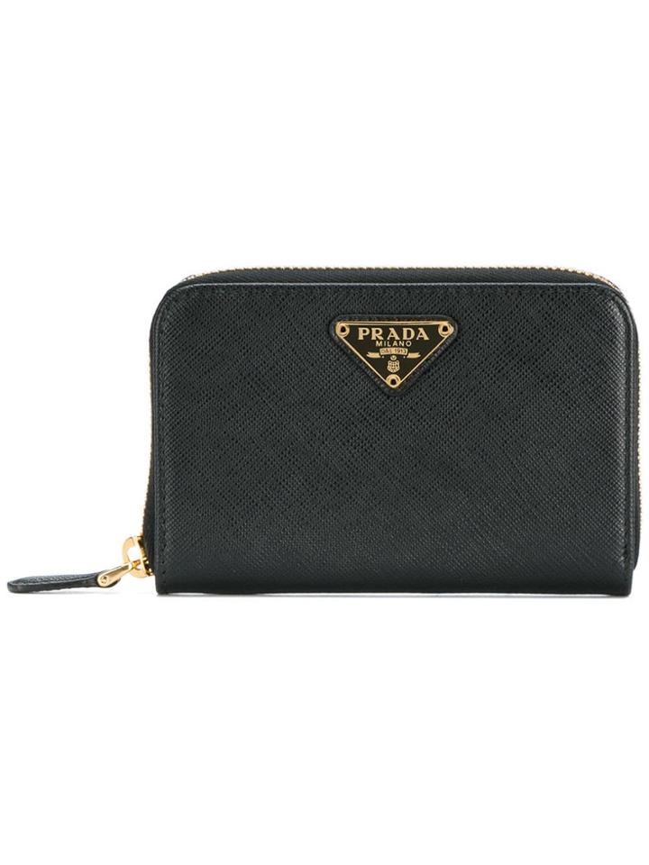 Prada Logo Plaque Card Case - Black