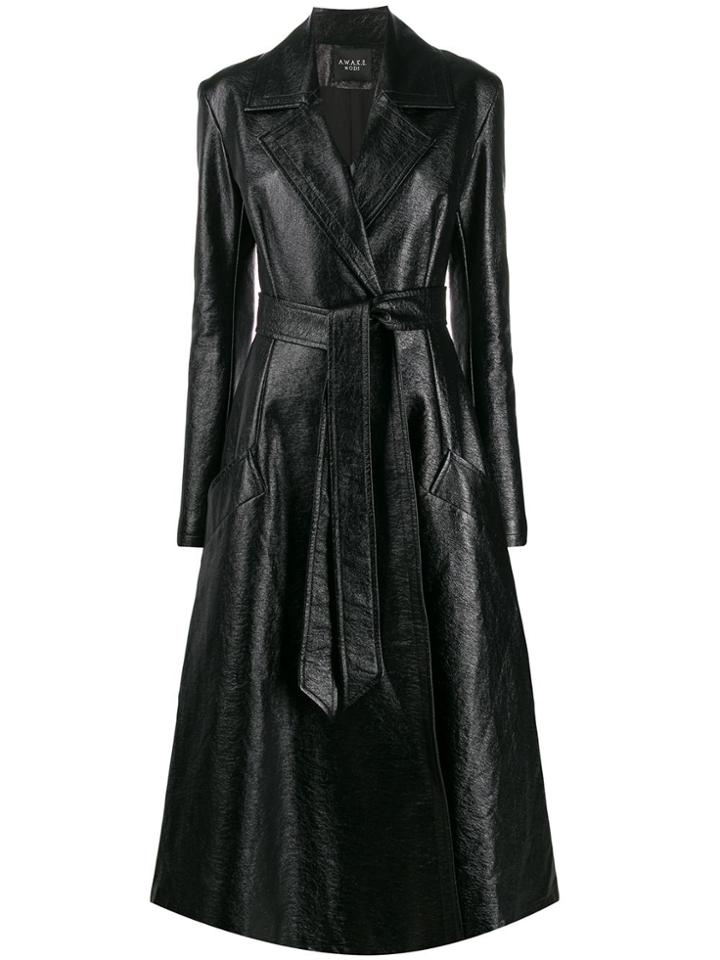 A.w.a.k.e. Mode Trinity Long Belted Coat - Black