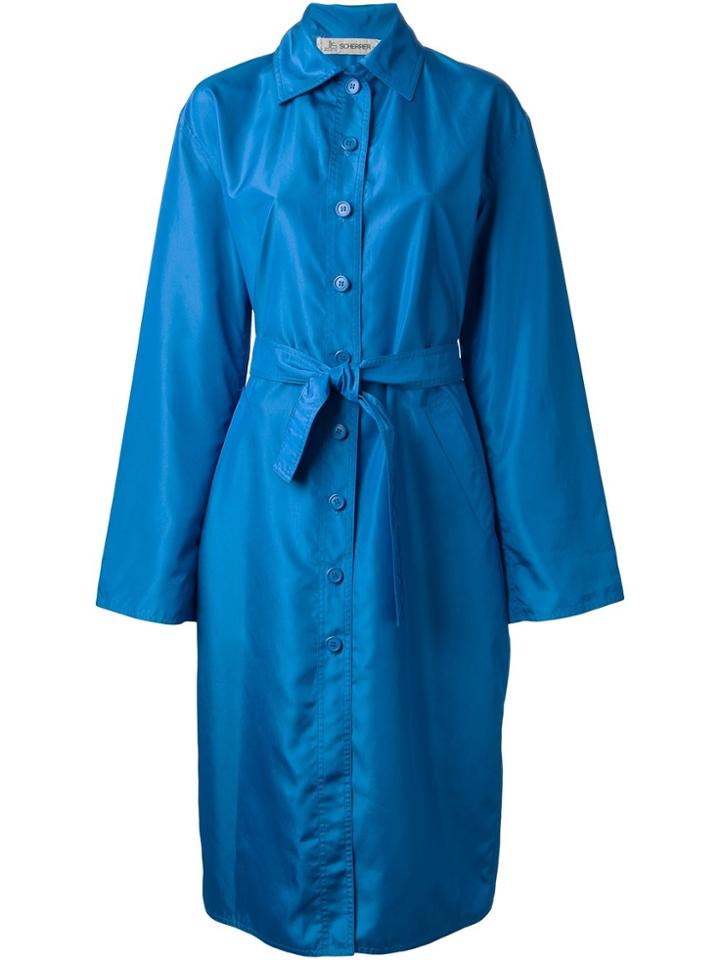 Jean Louis Scherrer Vintage Long Belted Raincoat - Blue