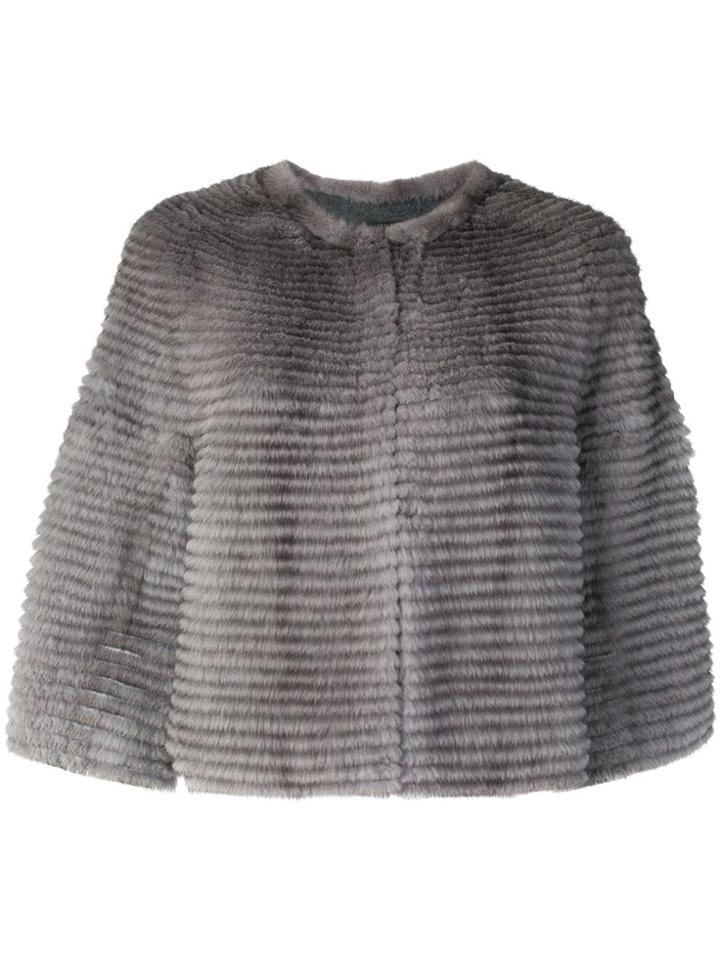 Liska Lutecia Fur Coat - Grey