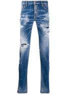 Dsquared2 Faded Patches Skater Jeans - Blue