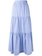 P.a.r.o.s.h. Pleated Maxi Skirt, Women's, Blue, Cotton