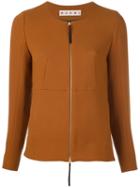 Marni Zipped Stitch Panel Bomber, Women's, Size: 40, Brown, Cotton/viscose/virgin Wool