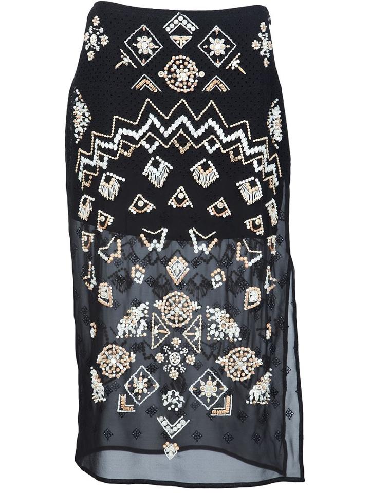 Altuzarra Zeramika Beaded Skirt, Women's, Size: 40, Black, Cotton/silk