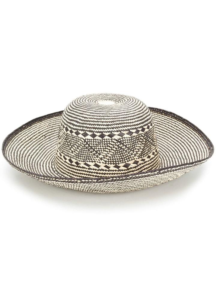 Forte Forte Patterned Straw Hat - Black