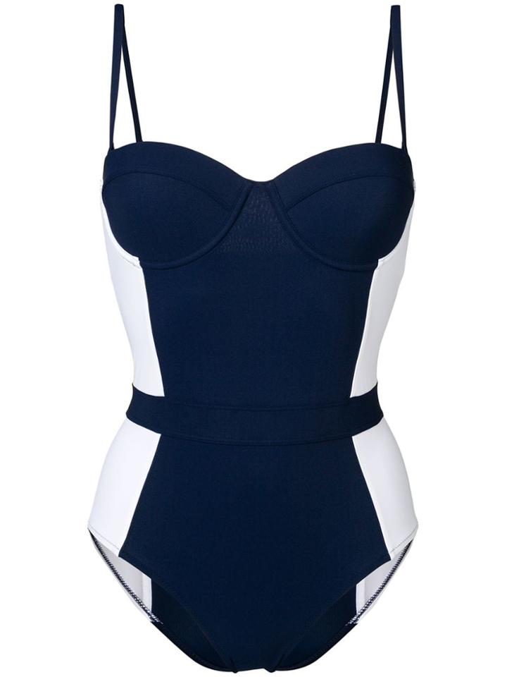 Tory Burch Sweetheart Neck Swuimsuit - Blue