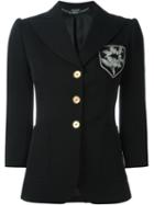 Alexander Mcqueen Embroidered Pocket Blazer, Women's, Size: 42, Black, Silk/cotton/cupro/virgin Wool