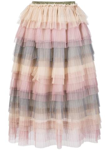 Caban Romantic High-waisted Tiered Skirt - Nude & Neutrals