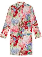 Gucci - Hydrangea Print Silk Dress - Women - Silk - 36, Red, Silk