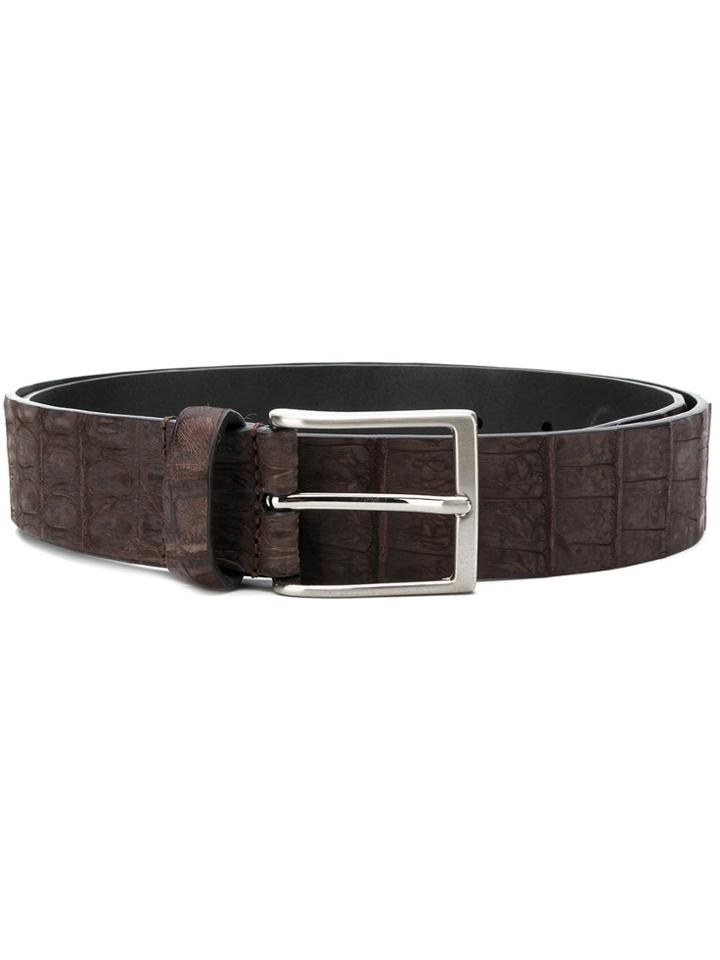Simonnot Godard Crocodile Embossed Belt - Brown