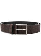 Simonnot Godard Crocodile Embossed Belt - Brown