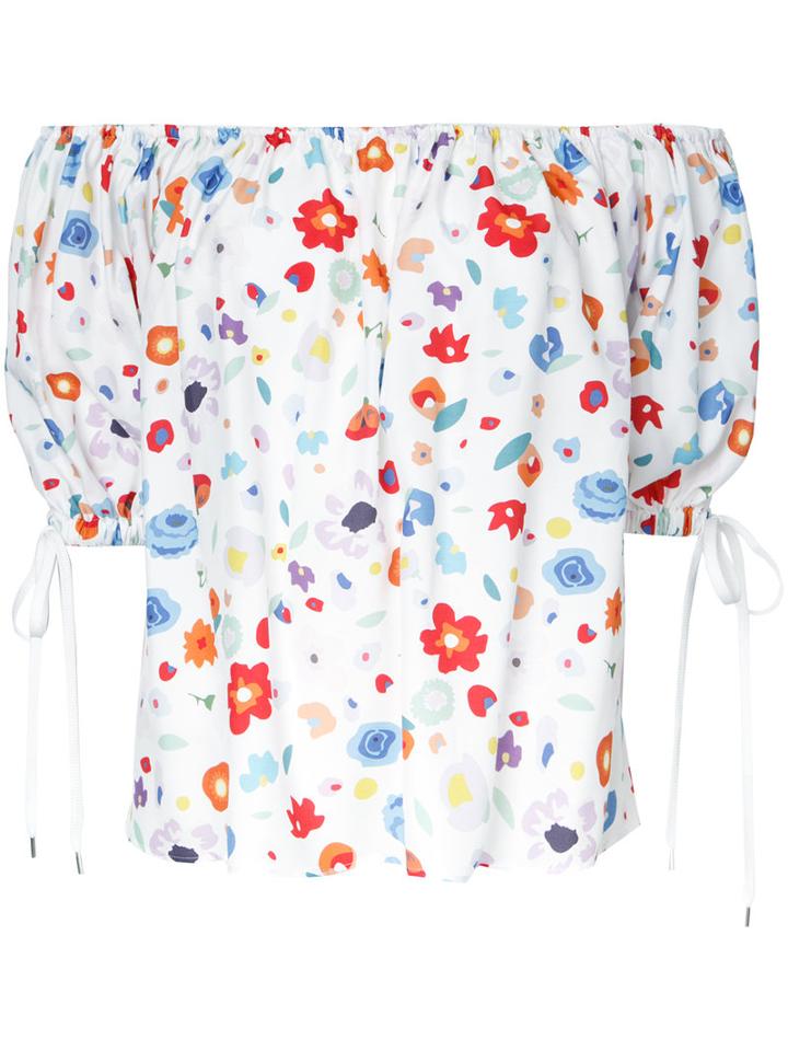 G.v.g.v. Printed Off Shoulder Blouse, Women's, Size: 34, White, Rayon