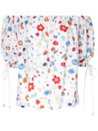 G.v.g.v. Printed Off Shoulder Blouse, Women's, Size: 34, White, Rayon