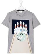 Fendi Kids Teen Monster Bowl Print T-shirt - Grey